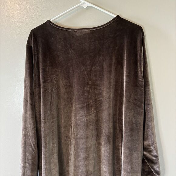 Belle Kim Gravel Velvet Signature Zipper Top Java Chocolate Pullover Sz … - Picture 6 of 7